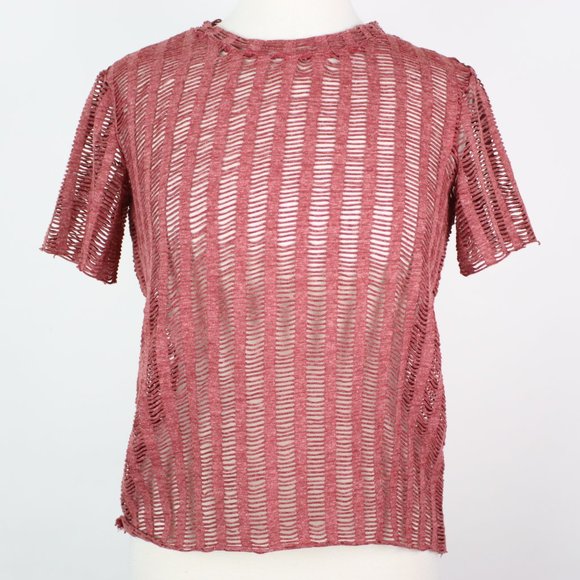 Zara Womens Small Open Knit T-Shirt - Picture 2 of 5